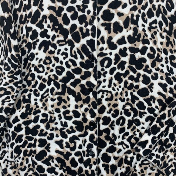 Leopard Animal Print Cardigan Sweater Sz M Womens Button D…cable&cage - Picture 5 of 16